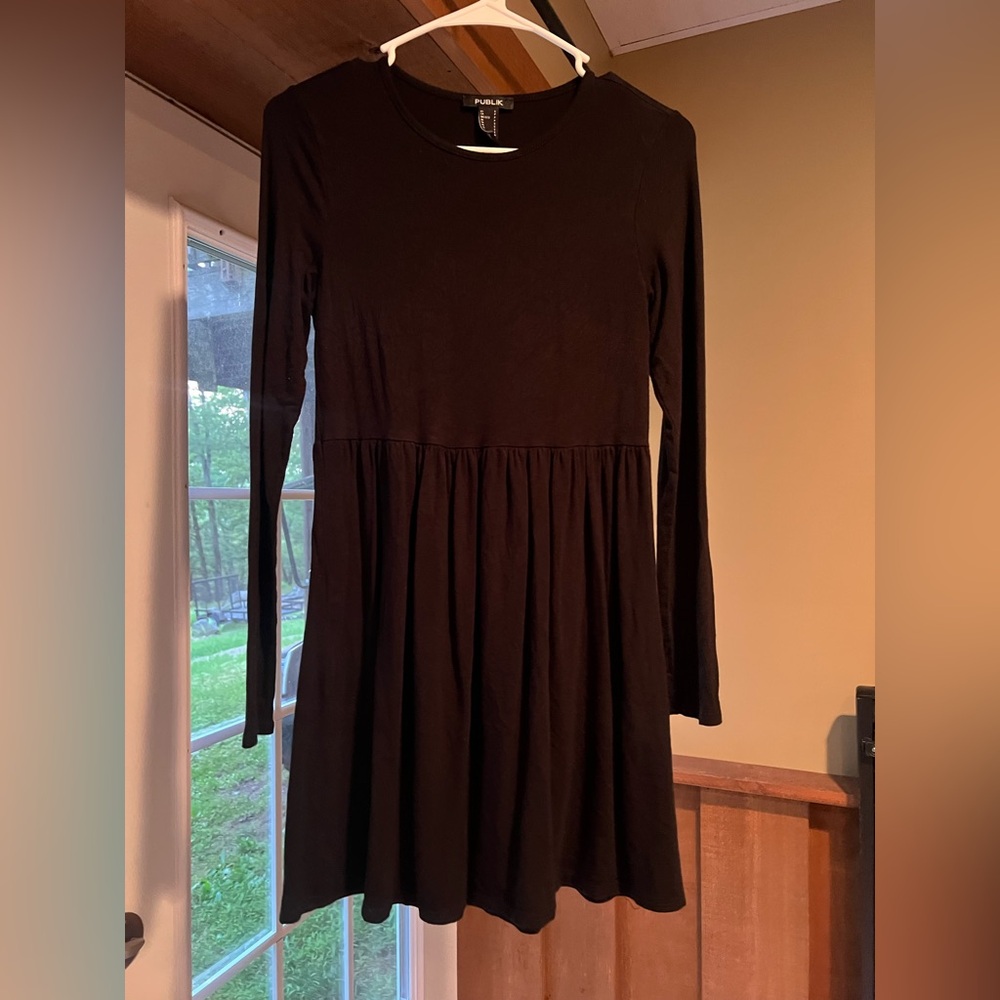 Black Long Sleeve Mini Dress